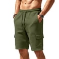 thumbnail image 1 of Men's Shorts with Pockets and Belt Loops Big and Tall Solid Color Work Pants Fashion Elastic Waist Drawstring Fifth Shorts, 1 of 7
