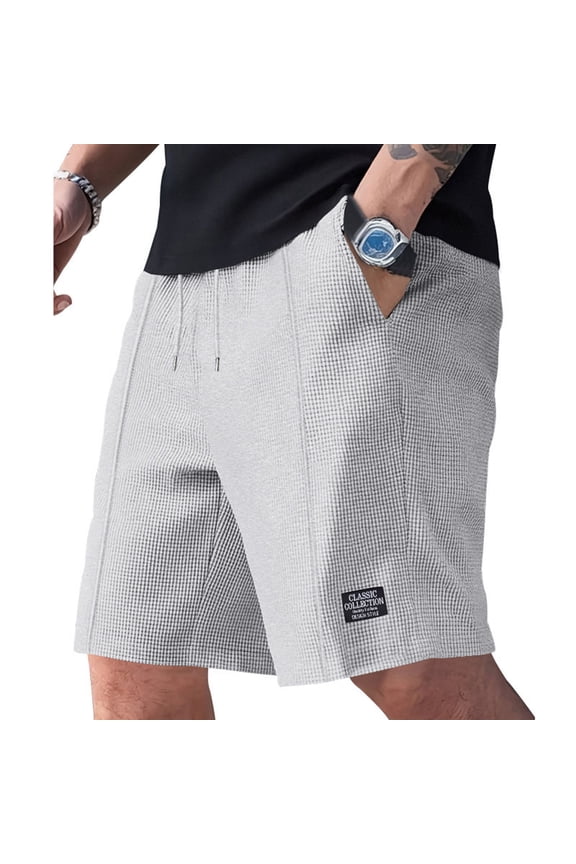 Men's Shorts with Pockets and Drawstrings Big and Tall Solid Color Pocket Pants Button Elastic Waist Casual Fashionable Shorts