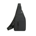 thumbnail image 1 of Men's Shoulder Bag, Casual Chest Bag, Outdoor Portable Music Player Bag with Multiple Pockets, Water-Repellent Polyurethane Leather, Adjustable Strap, Lightweight and Comfortable Design, 1 of 7