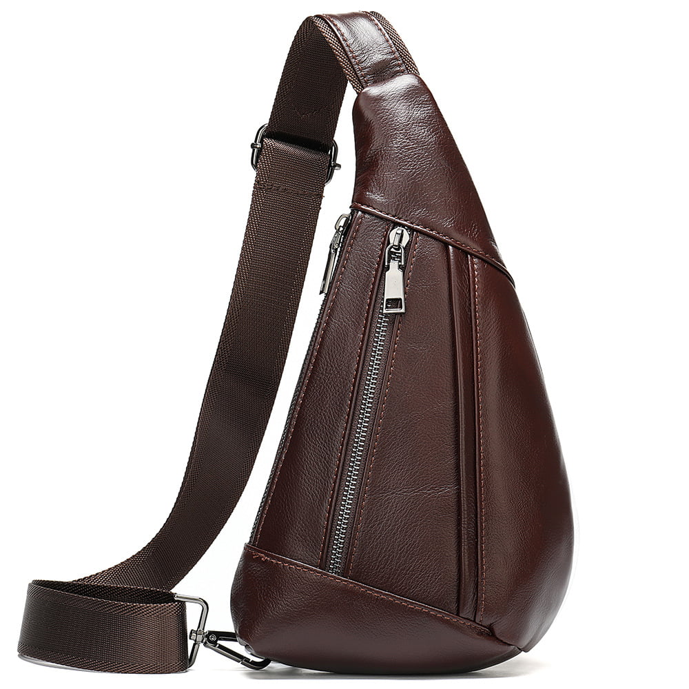 Men's Shoulder Bag Men's Genuine Leather Chest Pack Man Sling Messenger  Bags Belt Small Crossbody Bags Side Bags for Men