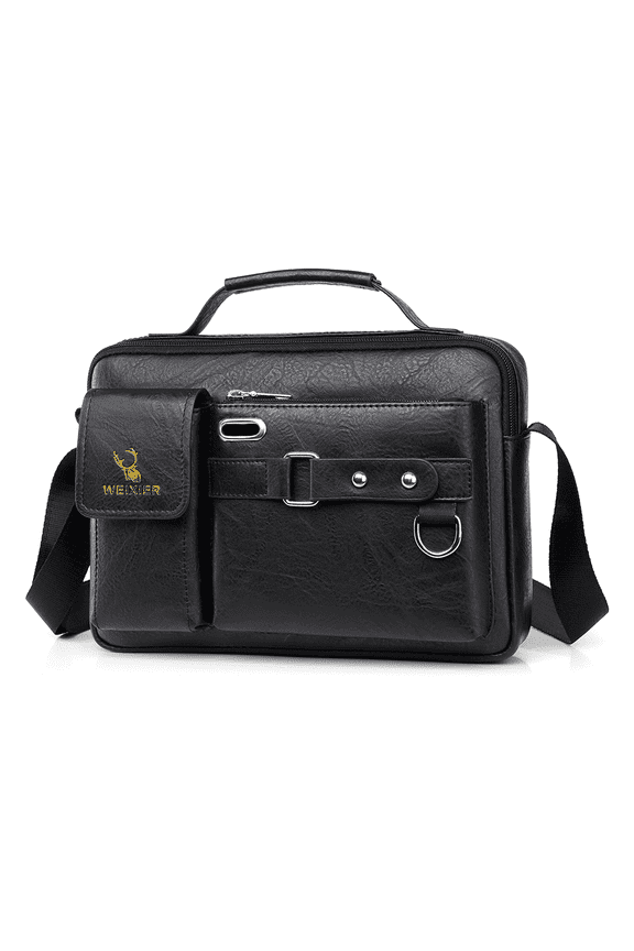 Men's Shoulder Messenger Bag PU Leather Handbag Business Crossbody Bag Briefcase