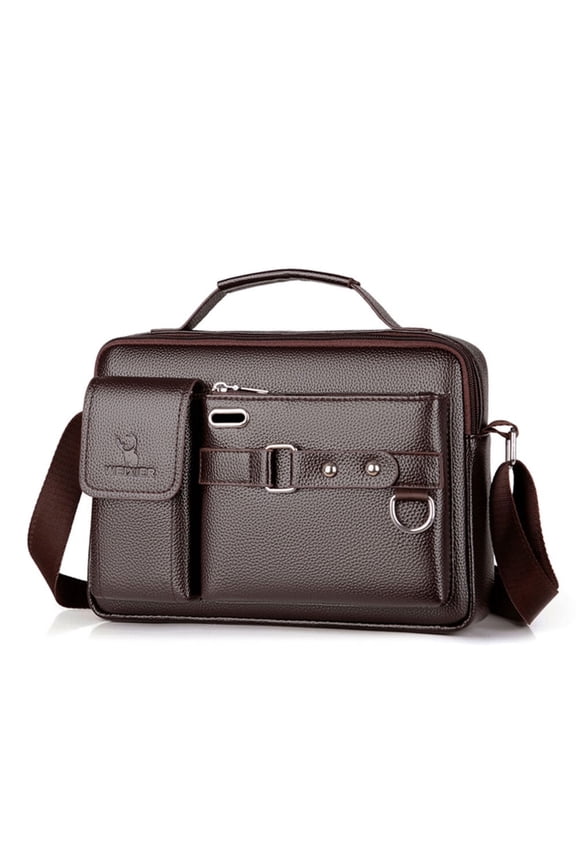 Men's Shoulder Messenger Bag PU Leather Handbag Business Crossbody Bag Briefcase