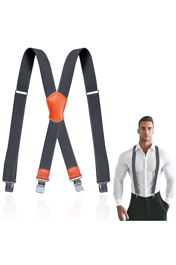 Men's Shoulder Strap, With Clip Wide X Back For Work Adjustable Suspenders Fixed clip