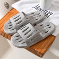 thumbnail image 1 of Men’s Shower Slides, Quick‑Dry Drainage Hole House Slippers, Soft Cushioned EVA Open Toe Indoor Slippers, Non‑Slip Summer Slippers for Bathroom Home Use Gray, 1 of 4