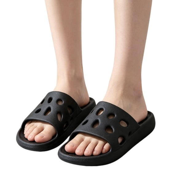 Men's Shower Slippers Quick Dry Non Slip EVA Slide Sandals Soft Cloud Pillow Lightweight Breathable Wide Fit for Bathroom Gym Pool Dorm Locker Room Indoor Outdoor Use,Black 44