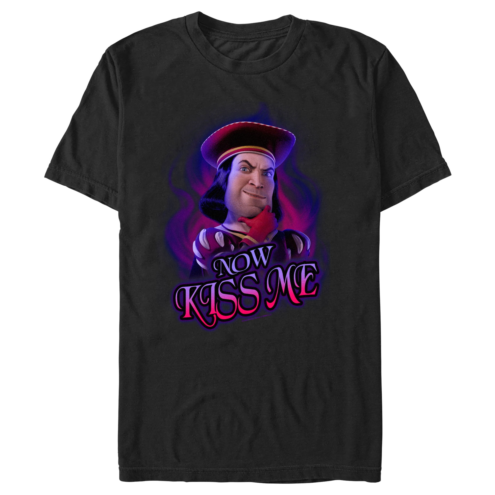 Men's Shrek Lord Farquaad Now Kiss Me Graphic Tee Black Large