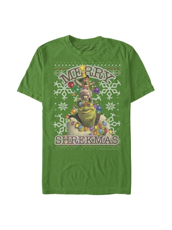 Men's Shrek Merry Shrekmas Snowflakes Graphic T-Shirt