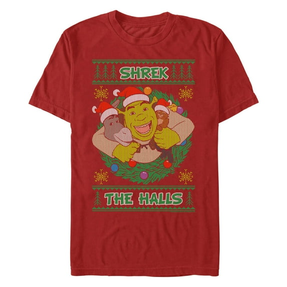 Men's Shrek Ugly Christmas Deck the Halls Graphic T-Shirt