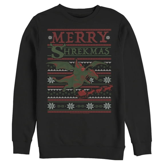 Men's Shrek Ugly Christmas Shrekmas Sweatshirt Black 2X Large