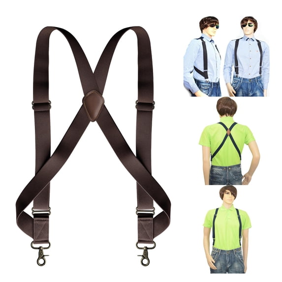 Adjustable X Shaped Suspenders for Men Women, Heavy Duty Elastic Suspenders with Metal Swivel Hooks, Elastic Pants Braces Fashion Clothing Accessories