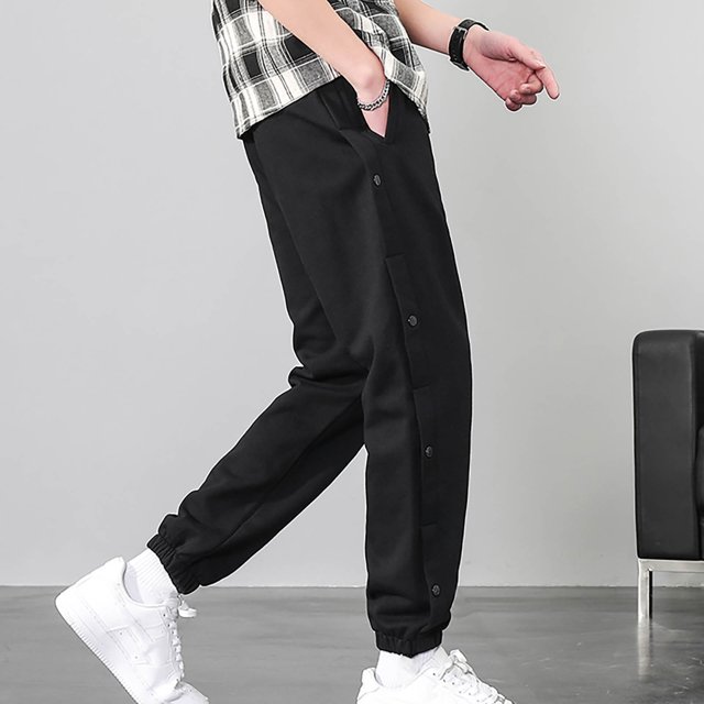 Men's Side Split Snap Button Joggers Cotton TearAway Warm Up