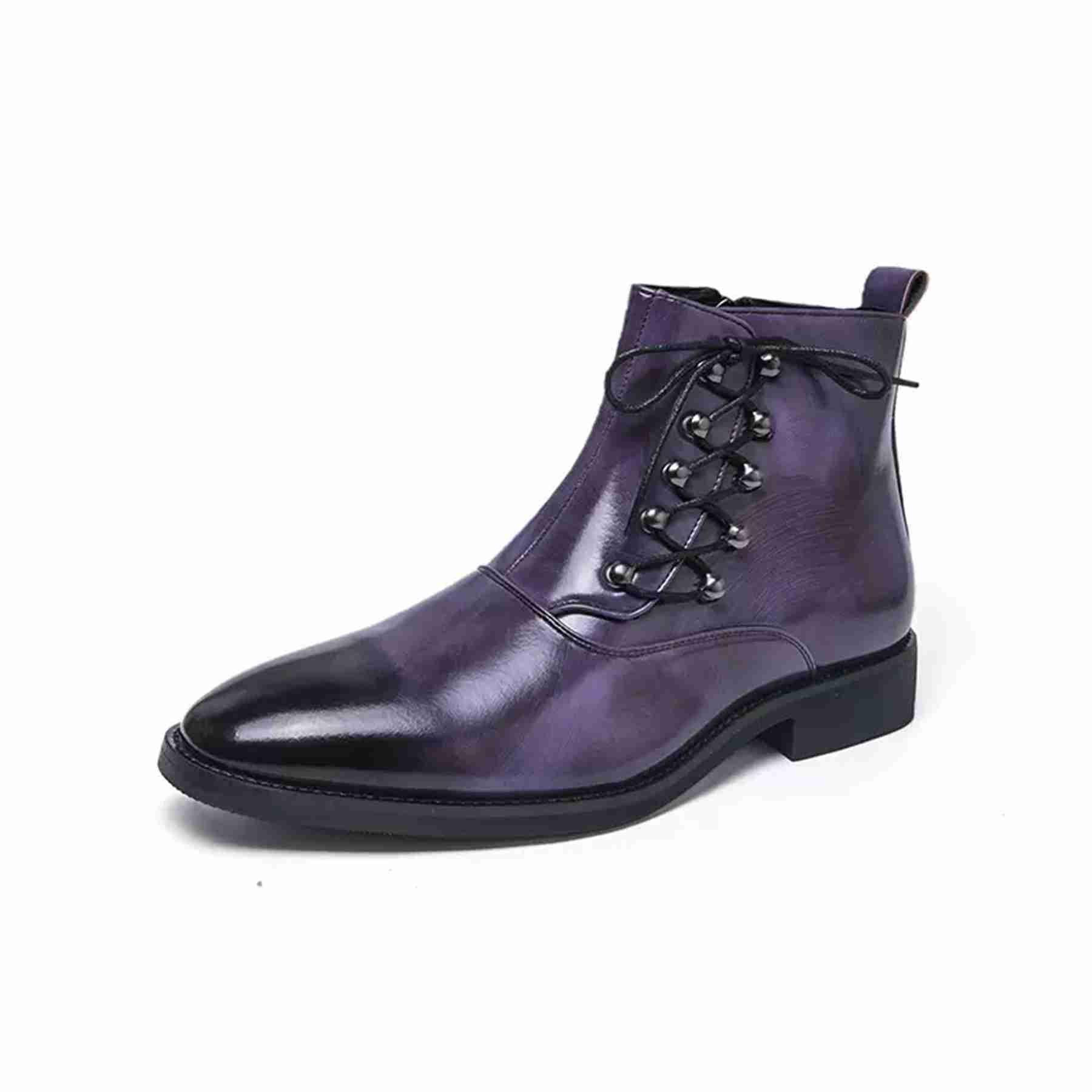mens purple dress boots Men's Captoe Chelsea Boots- Purple : Lethato STANDARD / US 13.5-14 / UK 13 / Purple