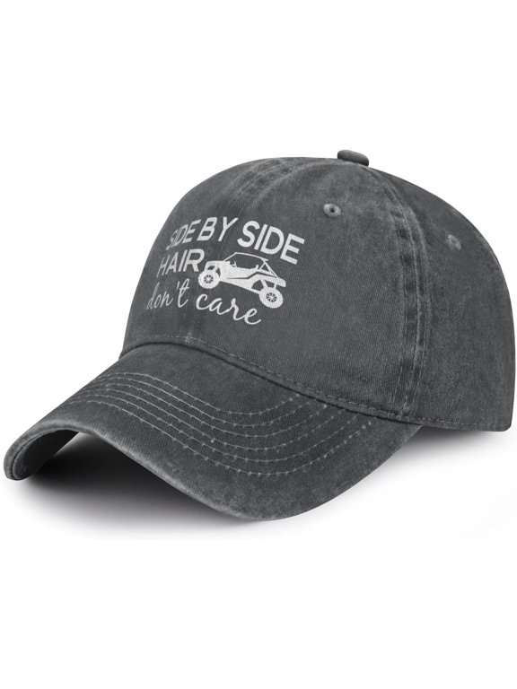 Men's Side by Side Hair Don't Care Hat for Men Women, Adjustable Vintage Distressed Washed Cotton Baseball Cap