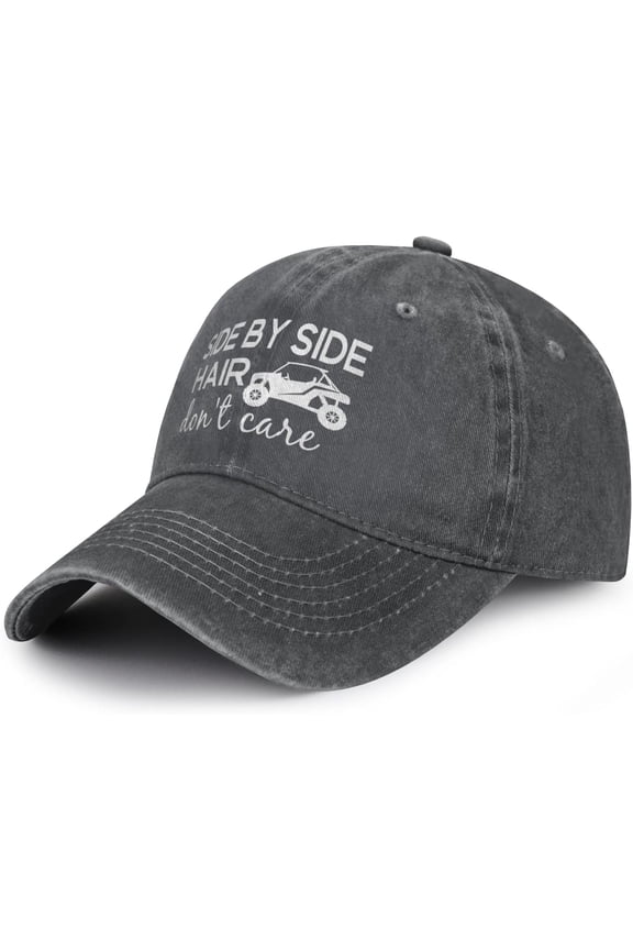 Men's Side by Side Hair Don't Care Hat for Men Women, Adjustable Vintage Distressed Washed Cotton Baseball Cap