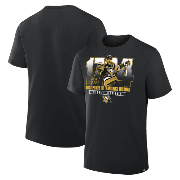 Men's Sidney Crosby Black Pittsburgh Penguins Most Points in Franchise History T-Shirt