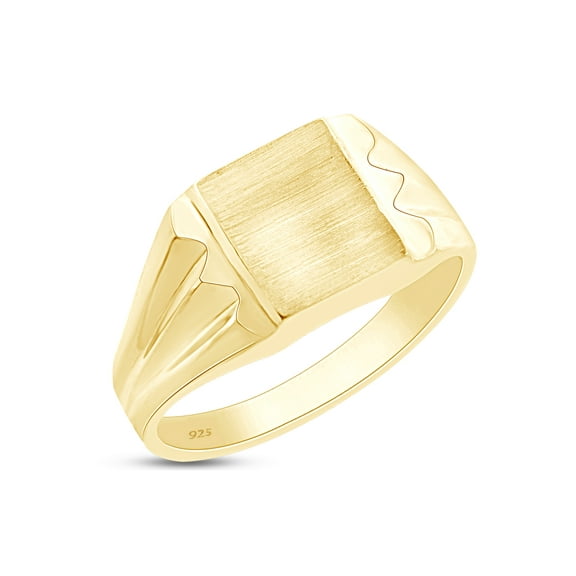AFFY Men's Signet Ring In 14K Yellow Gold Plated 925 Sterling Silver Frank Ring For Men's, Ring Size 8.5