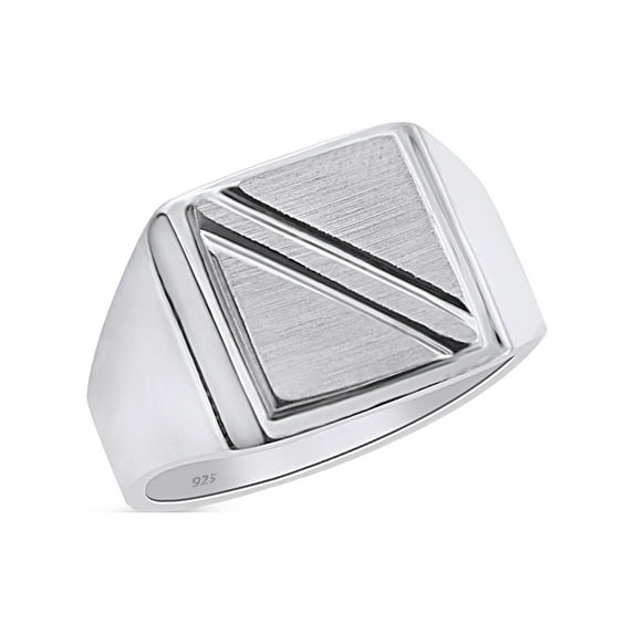 AFFY Men's Signet Ring In 14k White Gold Plated 925 Sterling Silver Gift For Her, Ring Size 8