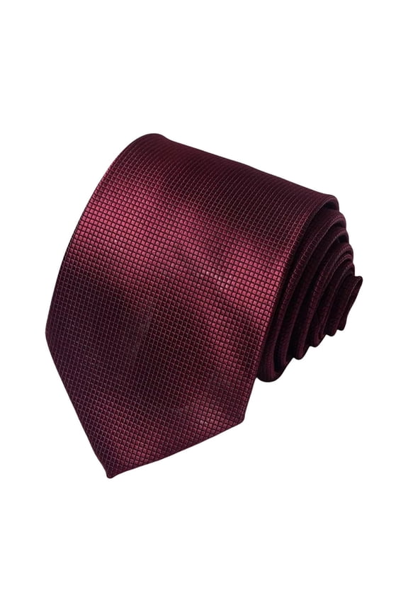 Men's Silk Plaid Tie Business Casual Formal Necktie for Party Office Wedding Lightweight Woven Jacquard Patterned Designer Neckwear Professional Workwear Accessory Wine