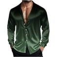 thumbnail image 1 of Men's Silk Satin Dress Shirts Ombre Long Sleeve Button Down Lounge Shirt Formal Business Prom Party Wedding Shirts, 1 of 8