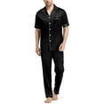 thumbnail image 1 of Men's Silk Satin Pajama Set Short Sleeve Classic Sleepwear Button Down Loungewear with Long Pants, 1 of 7