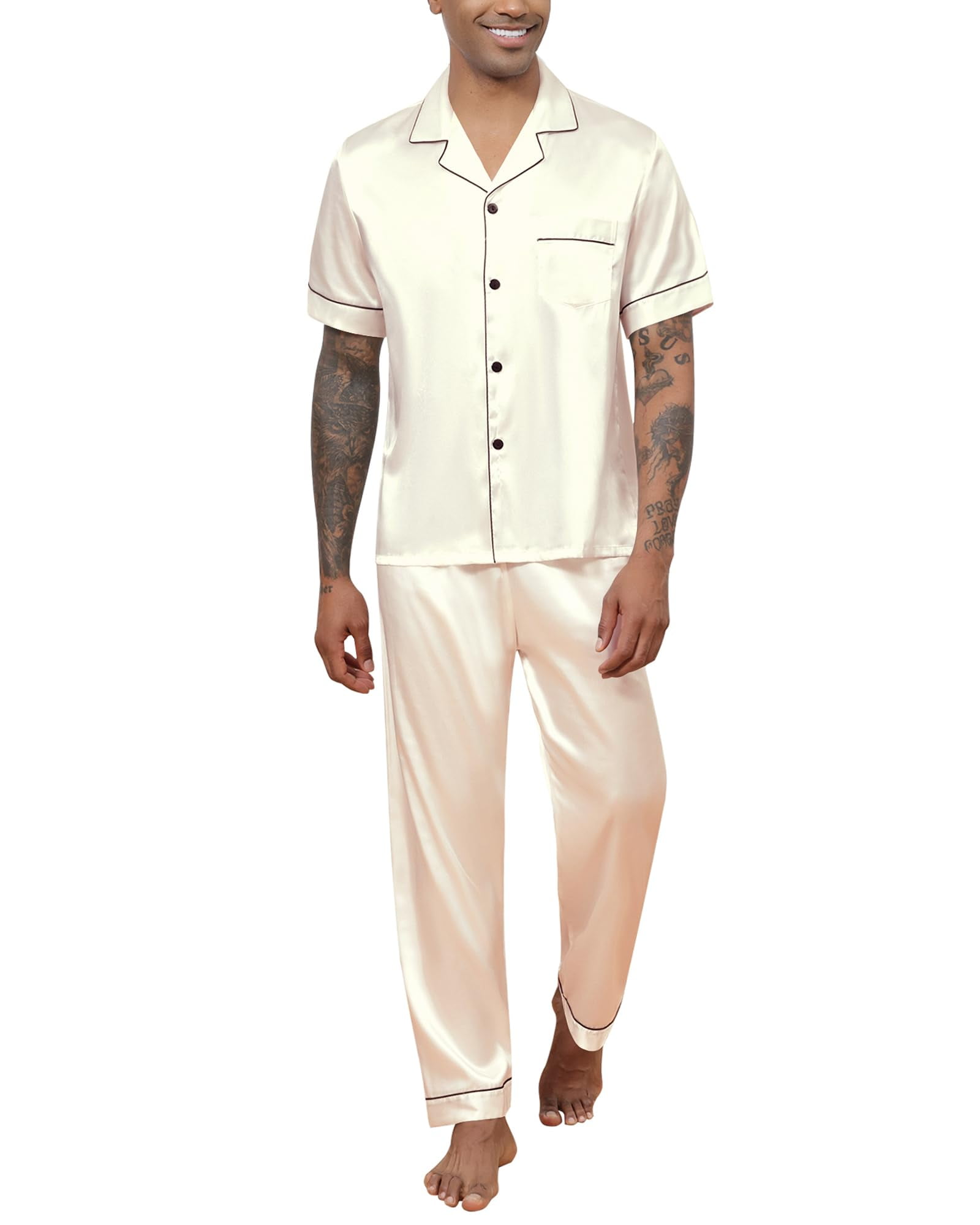 Luxurious And Cofortable En's Silk Pajaas In Silk Satin - Silk Pajaas Set And Silk Pajaas Benefits Price - Foto 7