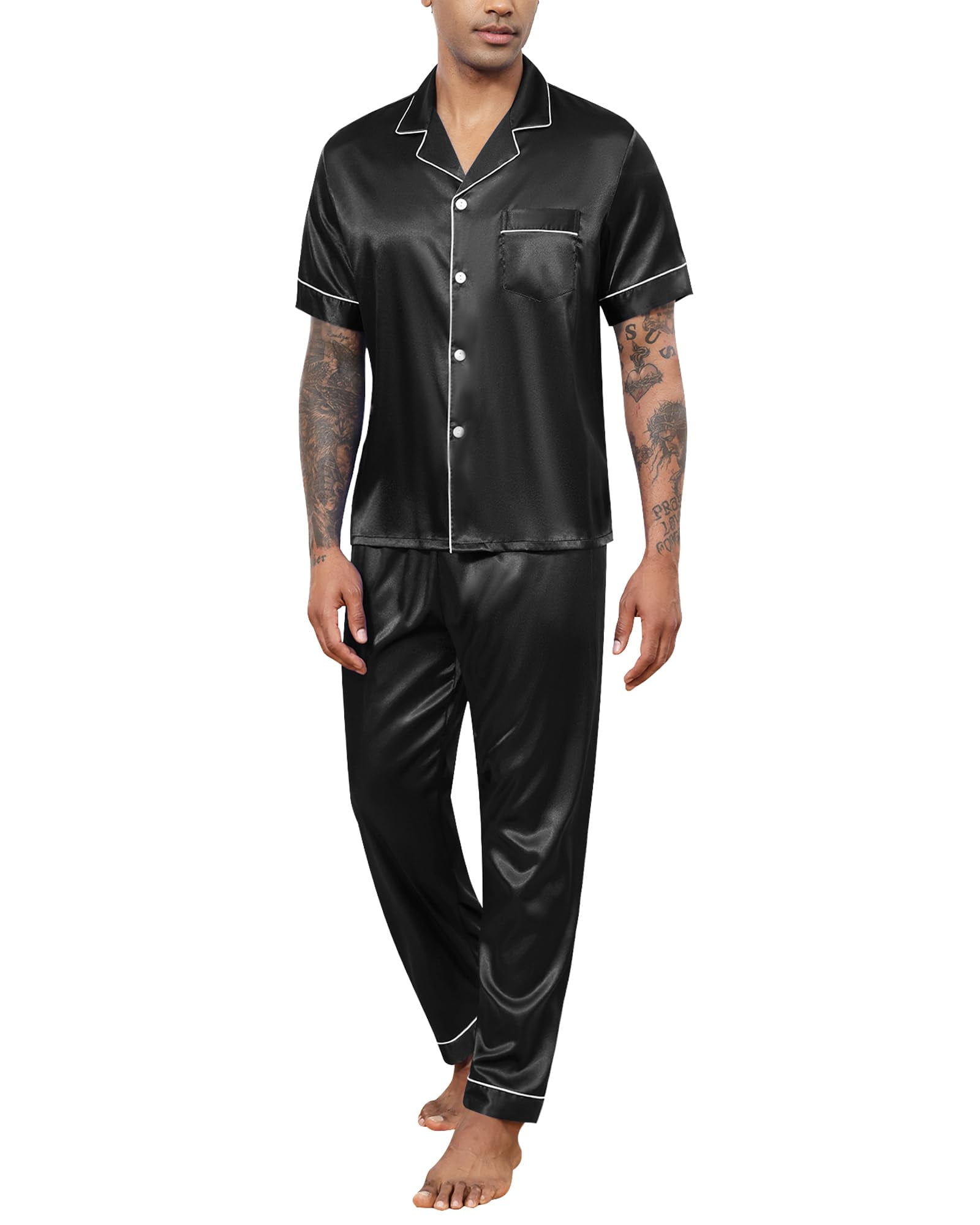 Men's Silk Satin Pajamas Set - Sleepwear Loungewear (TG7)