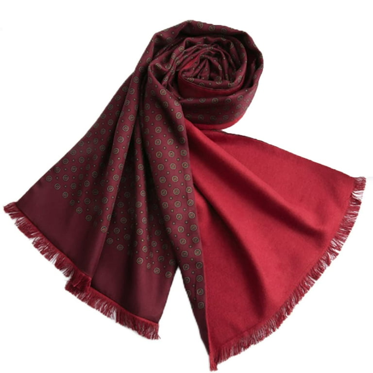 Men's Silk Scarves for Winter Double Faced 100 Silk with Brushed Lining  Warm Luxury