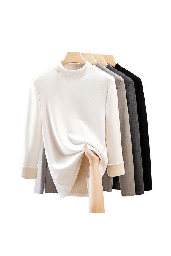 Men's Silk & Wool Blend Thermal Underwear Shirt, Mid Neck Base Layer with Air Layer Technology, Warm +6°C, White, Size XL