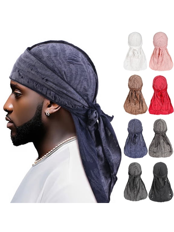 Men's Silky Breathable Durag Headwrap Cap with Neck Drape for Sun and Wind Protection