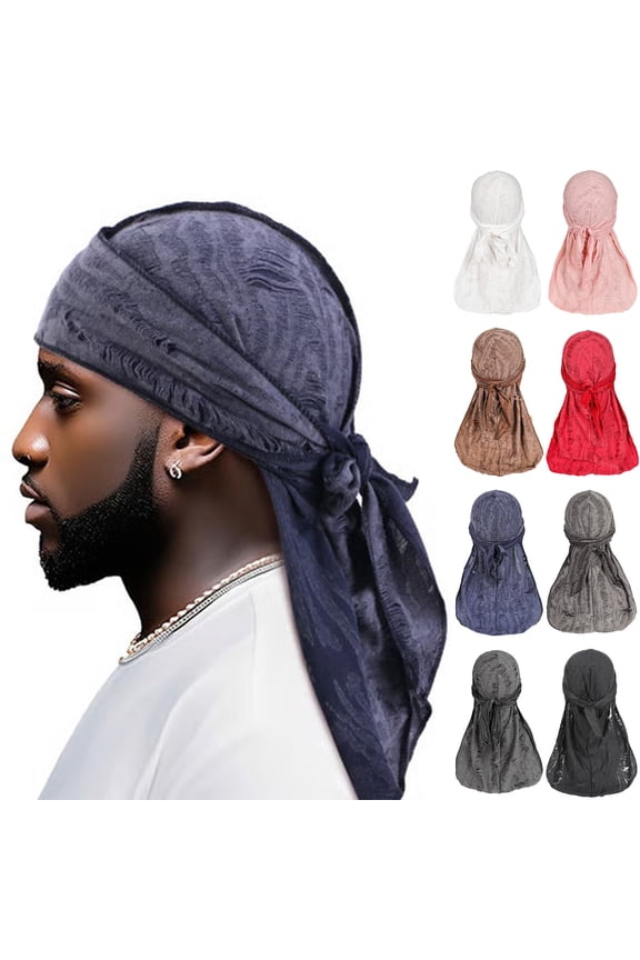 Men's Silky Durag Headwrap Breathable Sun Protection Biker Style Cap