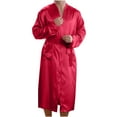 thumbnail image 1 of Men's Silky Satin Robe Long Sleeve Belt Kimono Bathrobe with Pockets Comfy Solid Color Long Lightweight Sleepwear, 1 of 2