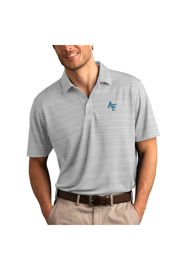 Men's Silver Air Force Falcons Vansport Strata Textured Polo