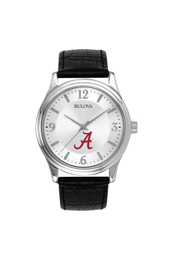 Men's Silver Alabama Crimson Tide Leather Watch