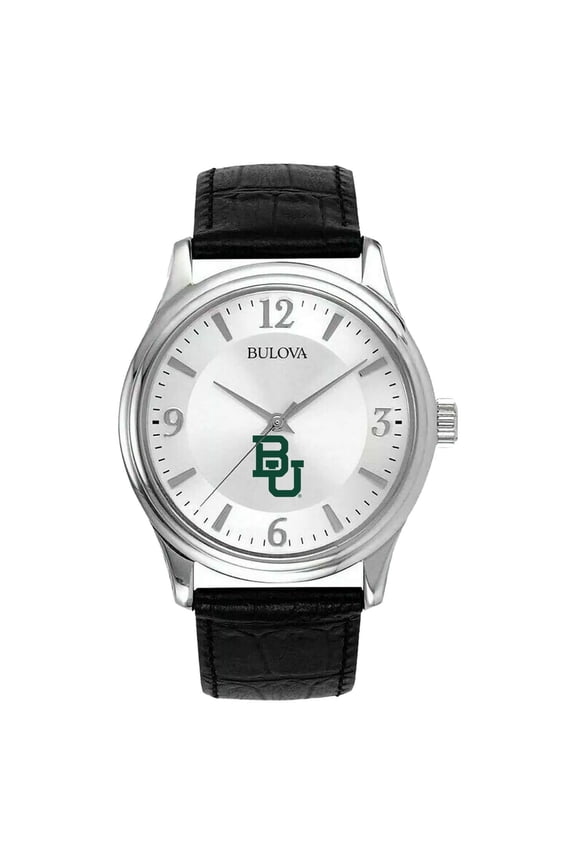 Men's Silver Baylor Bears Leather Watch