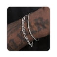 thumbnail image 1 of Men’s Silver Bracelet Set – Stainless Steel Cuban Link & Rope Chain, Adjustable Waterproof Jewelry for Men, 1 of 10