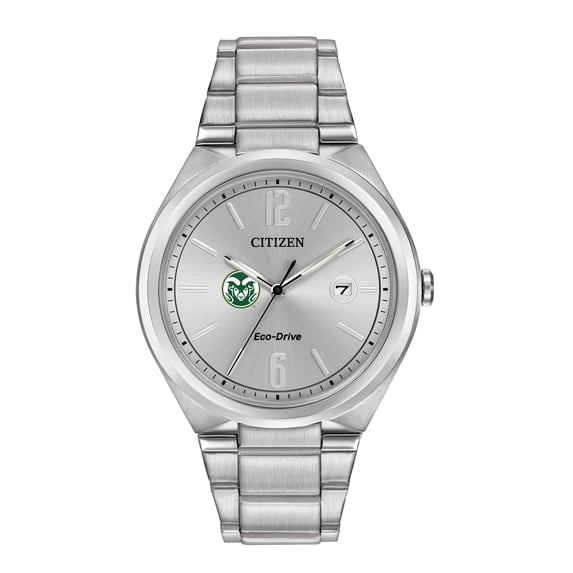 Men's Silver Colorado State Rams Eco-Drive Stainless Steel Watch