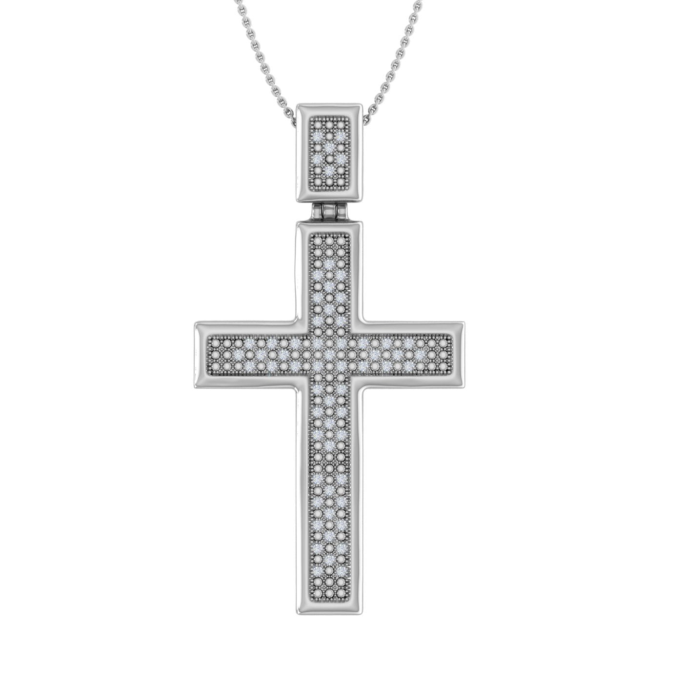 Men's Silver Diamond Cross Pendant Necklace (1/4 Carat) with 20 Inch Chain