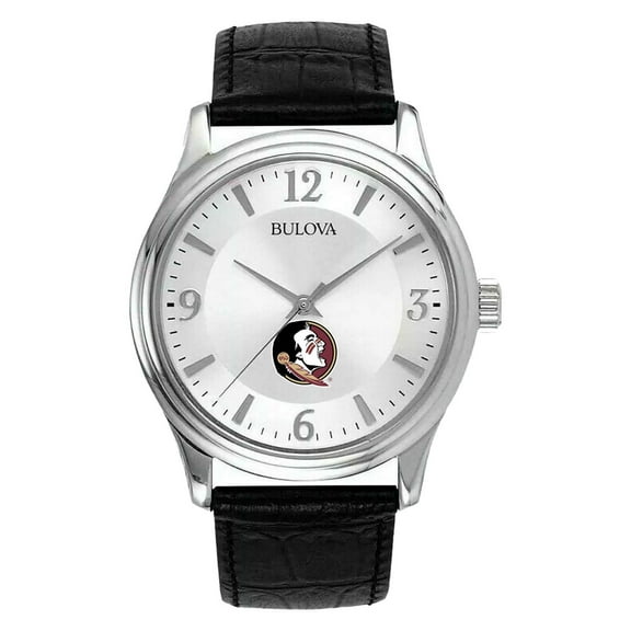 Men's Silver Florida State Seminoles Leather Watch