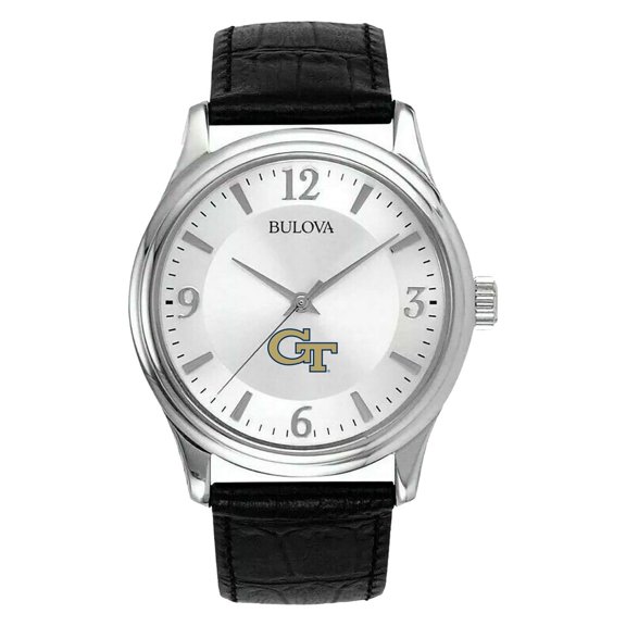 Men's Silver GA Tech Yellow Jackets Leather Watch