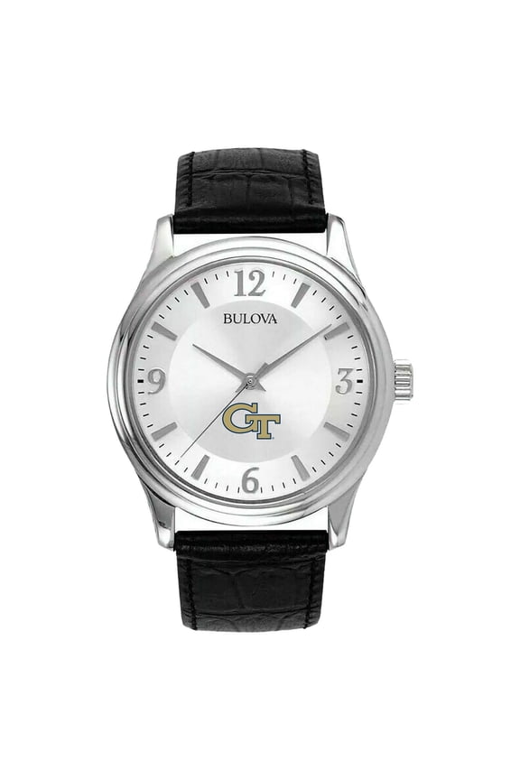 Men's Silver GA Tech Yellow Jackets Leather Watch