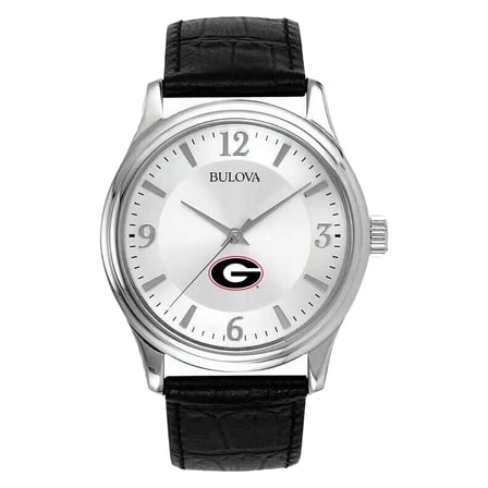 Men's Silver Georgia Bulldogs Leather Watch
