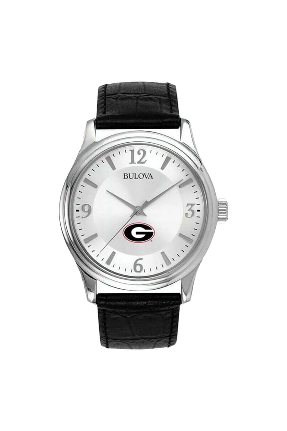 Men's Silver Georgia Bulldogs Leather Watch