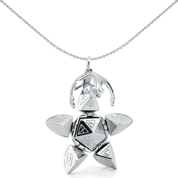 Men's Silver Jewelco London Masonic Orb Eastern Star Pendant 15mm Ball 35mm