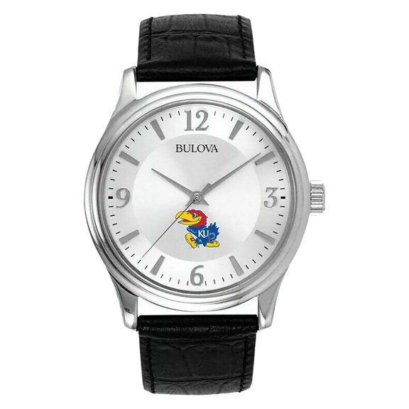 Men's Silver Kansas Jayhawks Leather Watch