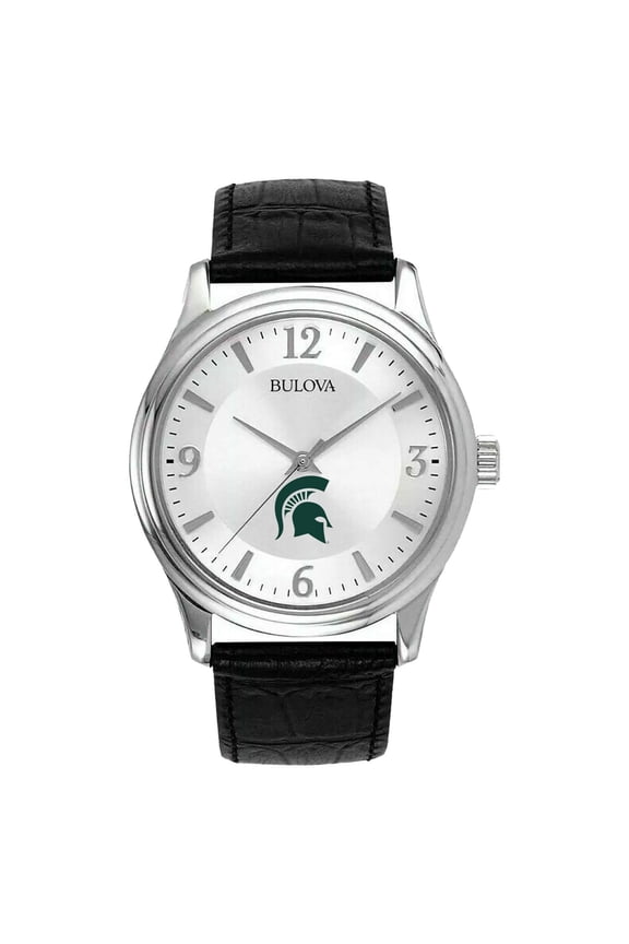 Men's Silver Michigan State Spartans Leather Watch