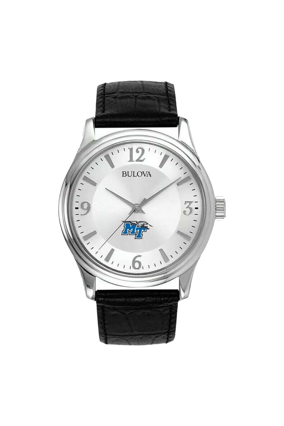 Men's Silver MTSU Blue Raiders Leather Watch