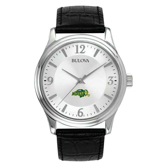 Men's Silver NDSU Bison Leather Watch