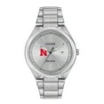 thumbnail image 1 of Men's Silver Nebraska Huskers Citizen Eco-Drive Stainless Steel Watch, 1 of 1