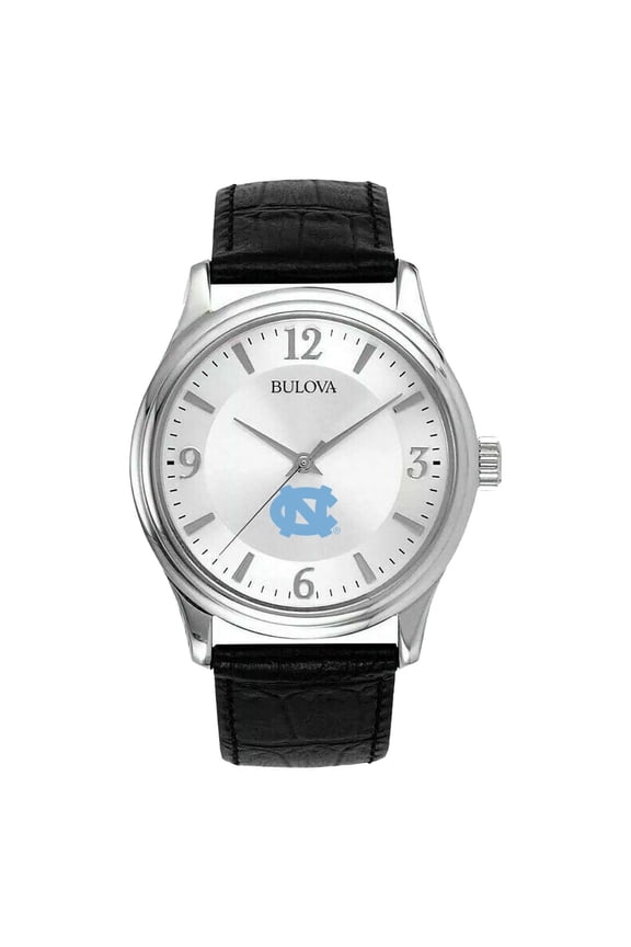 Men's Silver North Carolina Tar Heels Leather Watch