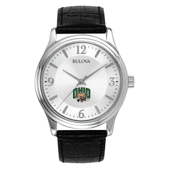 Men's Silver Ohio Bobcats Leather Watch